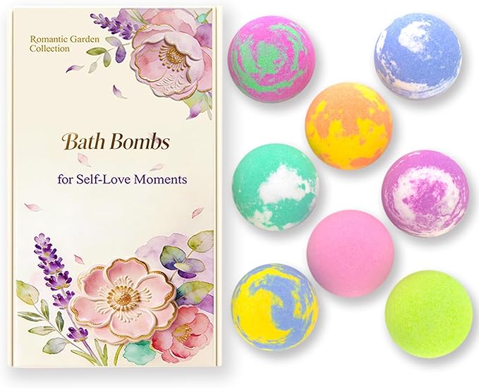 Bath Bomb Gift Set for Women, 8 Pac Bath Bombs for Girls, Natural Bubble Bathbombs with Essential Oils, Self Care Gifts, Relaxation Spa Gift Basket,Birthday, Mothers Day Gifts for Mom, Wife,