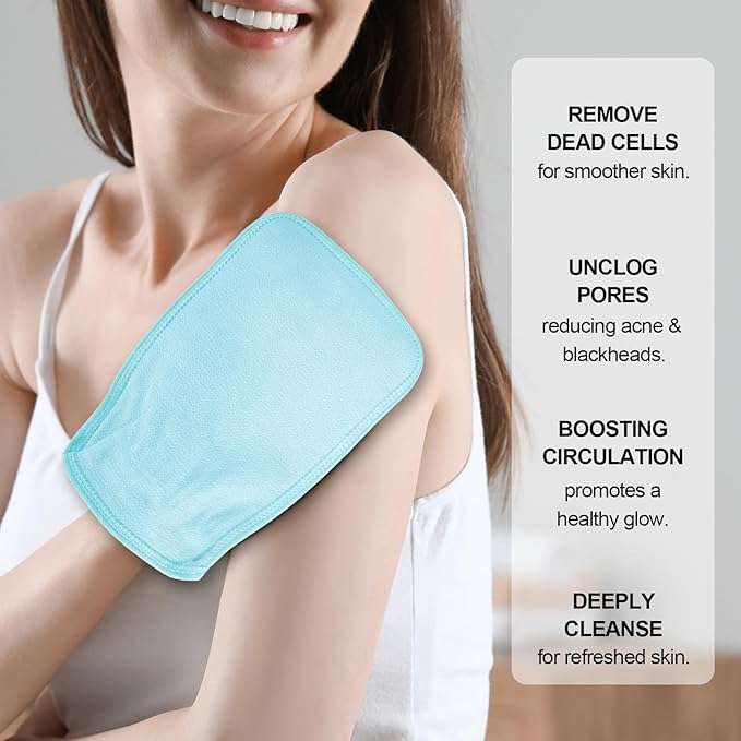 4PCS Durable Body Scrub, Dead Skin Remover & Body Scrubber Exfoliator, Body Exfoliating Gloves for Shower, washcloth exfoliating, exfoliating Glove for Smooth Skin