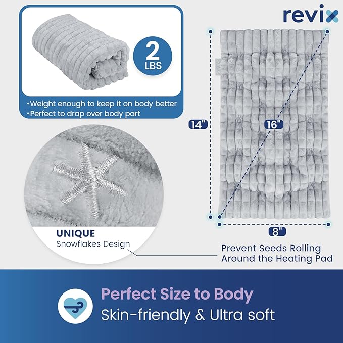 REVIX Microwave Heating Pad, 8 * 14" Flaxseeds Heating Pads Microwavable Moist Heat Therapy for Muscle, Joints, Neck Shoulder, Weighted Hot Pack Warm Compress
