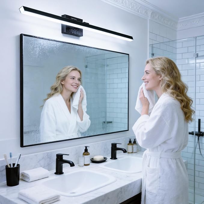 IZORRO Modern Bathroom Vanity Light 40 inch, Rotatable, 32W Dimmable Led Bathroom Light Fixture Over Mirror, Black Vanity Light Bar (Cool White 6000K)