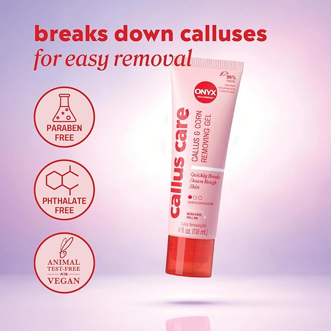 Onyx Professional Callus and Corn Peeling Gel, 4 fl oz - Removes Unwanted Calluses in 3-5 Minutes, Hydrating and Softening Heel Callus Remover for Feet