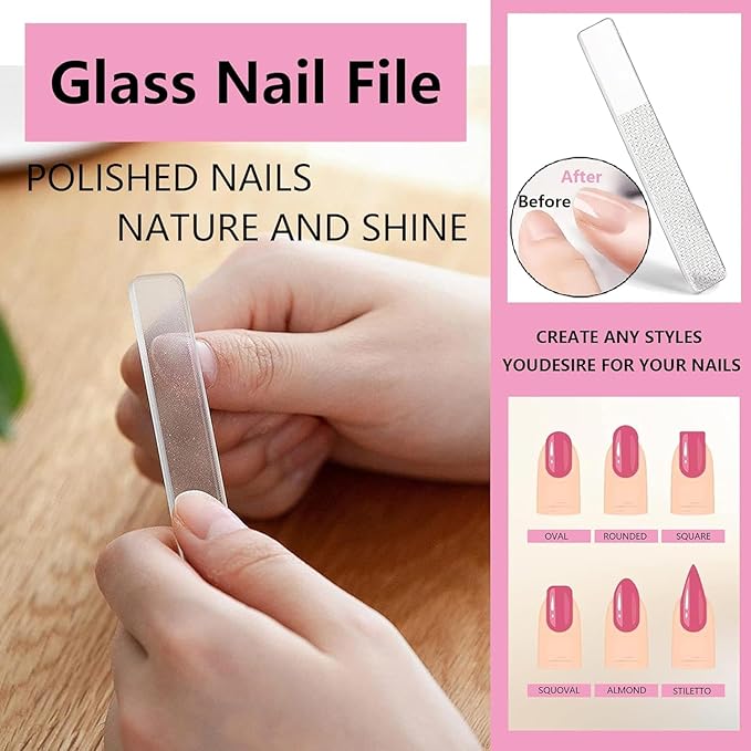Manicure Set Women Nail Kit with Nail Clippers Eyebrow Tweezers Glass Nail File with Case Manicure Pedicure Kit Grooming Kit Personal Care Tools for Home Outdoor Travel Gift Giving Salon