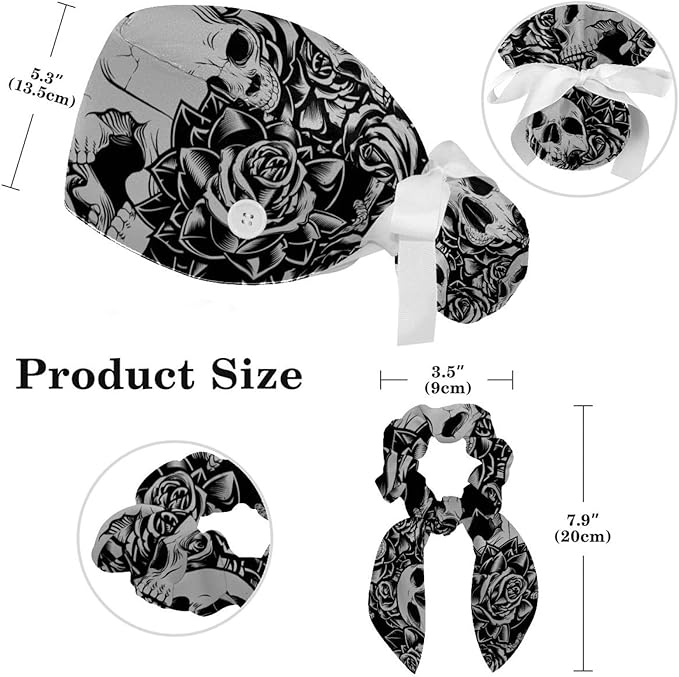 Women's Working Caps with Scrunchies Tarot Pattern Background Lace-Up Hat Unisex Hair Covers One Size