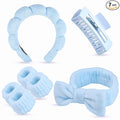 7 Pcs Spa Set, Facial Headband and Wristband Set, Skincare Accessories, College Style Girl Idea Gifts, Hair Accessories for Women and Girls (Blue)