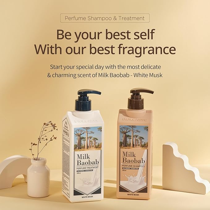 Milk Baobab Hydrating Shampoo, Nourishing Korean Hair Care, Long-Lasting White Musk Fragrance, Hydrolyzed Keratin, Paraben-Free, 16.9 fl oz