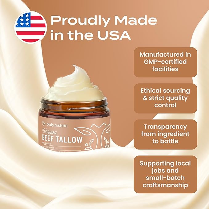 Body Restore Whipped Beef Tallow Balm – Mothers Day Gifts for Mom, Grass Fed Moisturizer for Face and Body, Birthday Gifts for Women, Self Care – Unscented