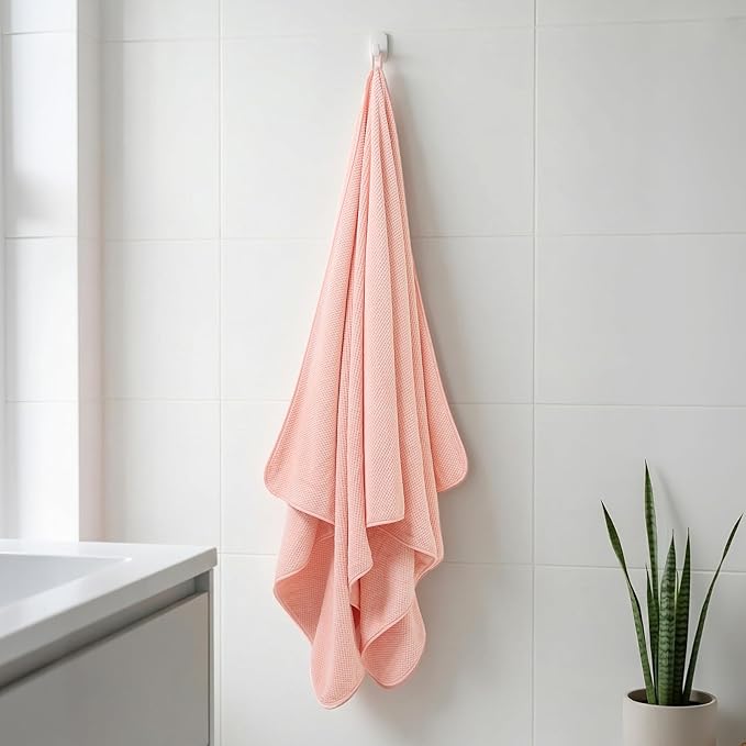 REDKISS Pack of 2 Jumbo Bath Sheets, 40 x 80 Inches Microfiber Bath Towels for Bathroom, Extra Large & Lightweight, Quick-Dry, Super Soft & Highly Absorbent, Perfect to Wrap Yourself in, Pink