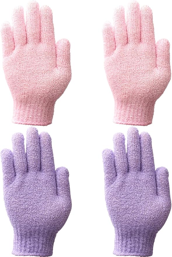IBLUE Shower Gloves,Double Sided Exfoliating Bath Body Scrub Gloves For Women & Men Deep Clean Skin Spa Bathing,#P207