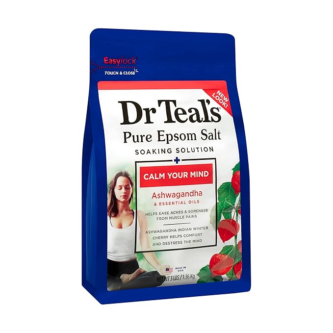 Dr Teal's Epsom Salt Magnesium Soak, Ashwagandha & Essential Oils, 3 lbs