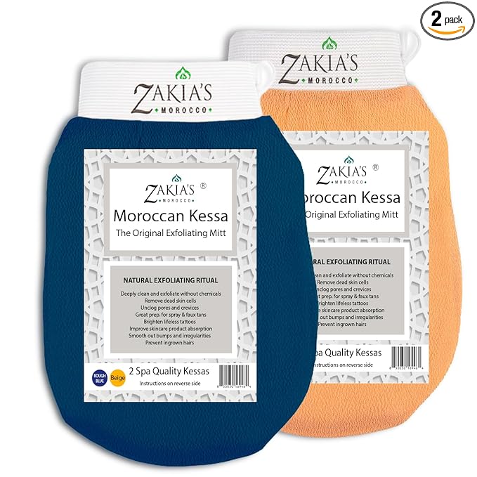 Zakia's Korean Exfoliating Glove - Value Pack - Rough and Smooth - Remove dead skin, dirt and grime - great for self-tanning