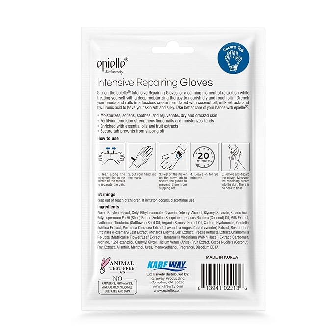Epielle Intensive Repairing Hand Mask 6 Pairs, Soften with Coconut Oil & Milk Extract, Deep Moisturizing Gloves for Dry, Rough Skin, Self Care Gifts for Women, Spa Kit, Mothers Day Gifts