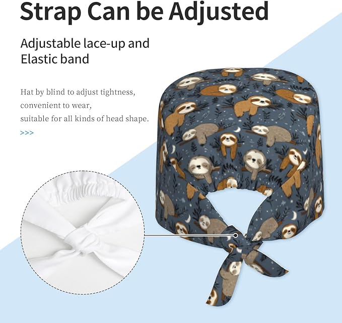Alligator Ice Cream Working Cap, Scrub Cap with Sweatband, Adjustable Tie Back Hat Breathable Headgear for Women/Men