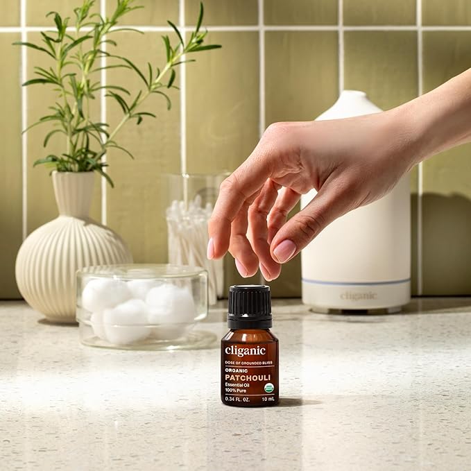 Cliganic Organic Patchouli Essential Oil - 100% Pure Natural Undiluted, for Aromatherapy Diffuser | Non-GMO Verified