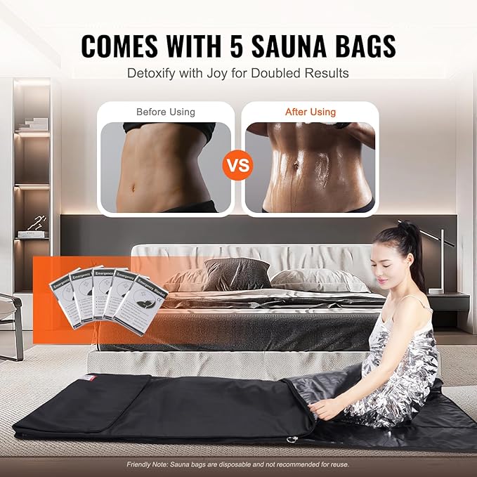 Happybuy Sauna Blanket for Home Detox, Portable with Heating & Adjustable Temp, 95-185℉, 1-60 Min Timer, 74.8X 35.43in