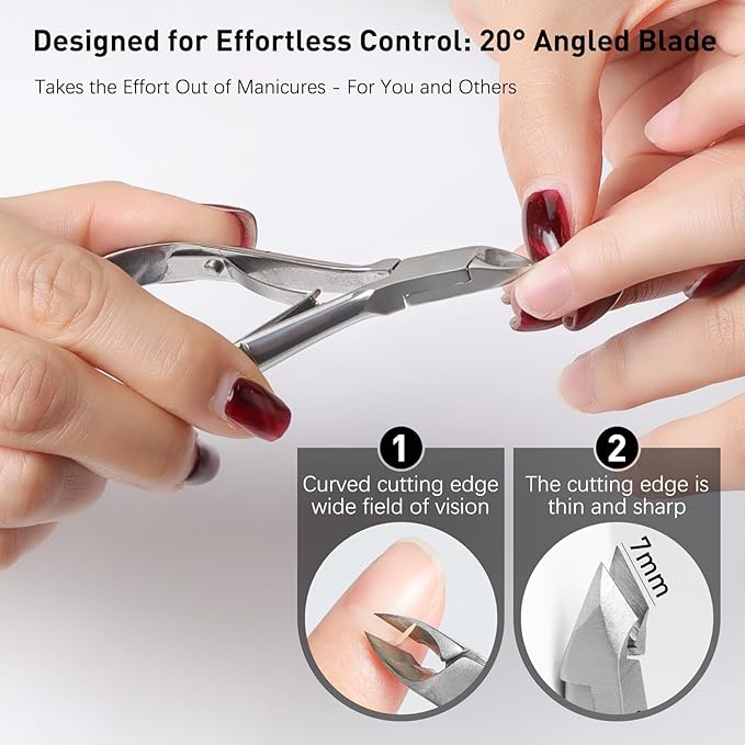 Precision Cuticle Nippers Trimmer Set, Double Spring Cuticle Remover Pusher Cutter, Manicure Pedicure Tools for Toenails Hard Skin Nail Care Supplies, Nail Clippers&Scissors (Silver 2 PACKS)