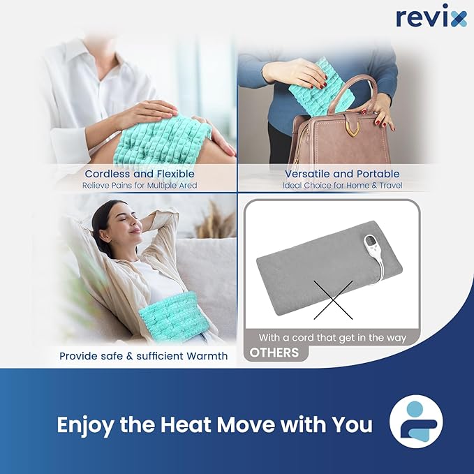 REVIX Microwavable Heating Pads, Moist Heat Pad Microwavable for Back, Flaxseeds Heating Pad Microwave, Weighted Bean Bag Warm Compress, 8 * 14" Green
