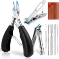 LIONVISON Ingrown Toenail Removal Kit: 8 Pcs Professional Toenail Clippers for Thick Toenails - Heavy Duty Nail Clippers Tools for Seniors Home Foot Care