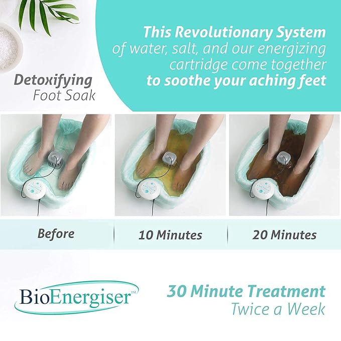 BioEnergizer Foot Spa Pro | Foot Bath Basin Machine for Cramped Muscles, Aching Feet, Stimulates Blood Flow, & Hydrates Skin | Comes w/Sea Salt & 30 Basin Liners (Foot Spa Pro)