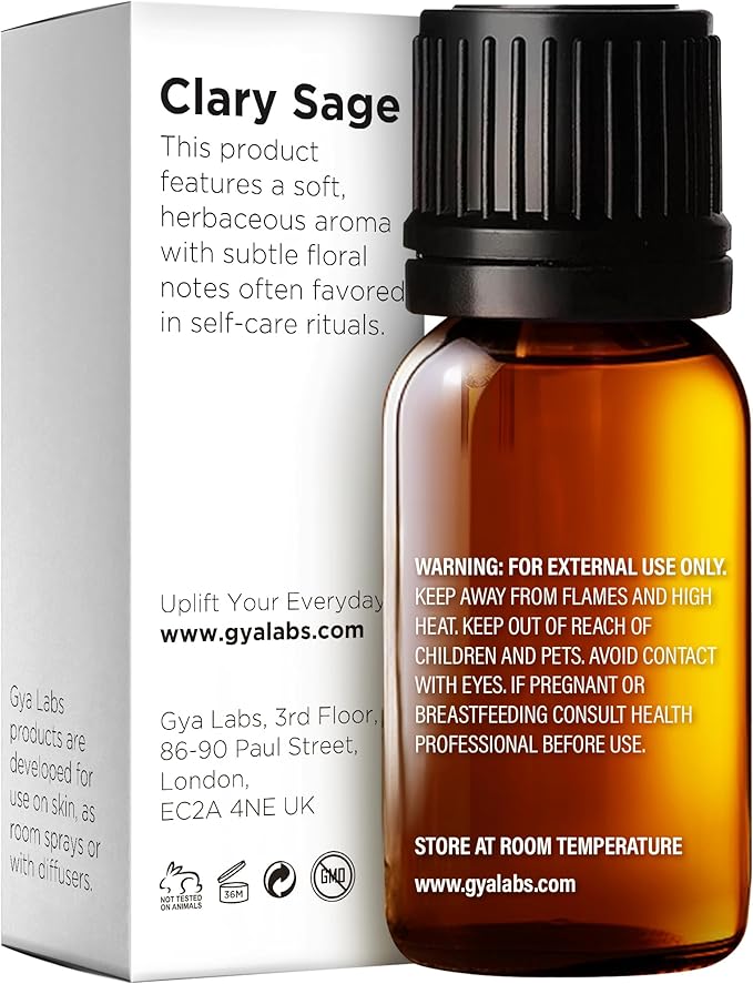 100% Pure Clary Sage Essential Oil - 0.34 Fl Oz - Clary Sage Oil for Hair, Skin, Diffuser, Aromatherapy & DIY Candle Making Scent