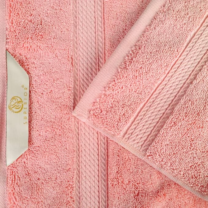 SUPERIOR Egyptian Cotton Pile 3 Piece Towel Set, Includes 1 Bath, 1 Hand, 1 Face Towel/Washcloth, Ultra Soft Luxury Towels, Thick Plush Essentials, Guest Bath, Spa, Hotel Bathroom, Tea Rose