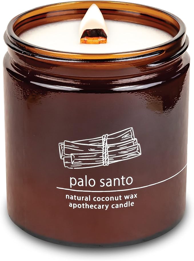 Hemlock Park Palo Santo Apothecary Hand-Poured Scented Candle | Crackling Wood Wick, Botanical Fragrance & Coconut Wax | Up to 90 Hour Burn Time | 16 oz