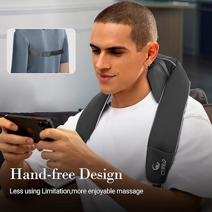CuPiLo Shiatsu Neck and Shoulder Massager with Heat [Remote Control], FSA Eligible HSA, 6D Kneading Neck Massager for Pain Relief Deep Tissue, Gifts for Men Women