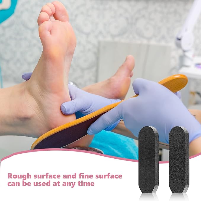 Flutesan 120 Pcs Stainless Steel Foot File Replacement Pads 120 Grit 180 Grit Pedicure Refill Pads Coarse Fine Pedicure File Refills Foot Rasp with Removable Glue for Callus Dead Skin, Black