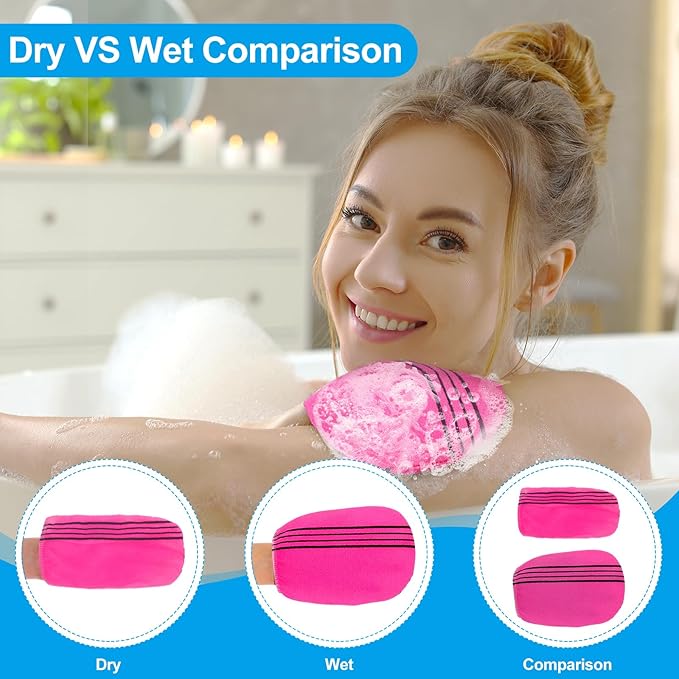 Tatuo 8 Pcs Korean Exfoliating Mitt Korean Scrub Mitt Asian Exfoliating Gloves 5.12 x 6.69 Inches Colorful Body Scrub Washcloth For Smooth Cleaning Skin, Reducing Dirt And Grease