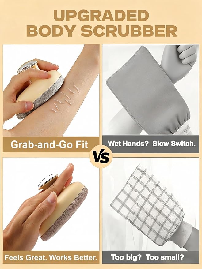 New Deep Exfoliating Body Scrubber, Upgraded Traditional Exfoliating Body Scrubber & Glove, Deep Exfoliating Bath Sponge for Women and Man, Body Brush, Exfoliator & Dead Skin Remover