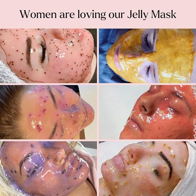 Jelly Mask for Facials - 5 Flavors Hydrating & Brightening Jelly Face Masks | Bulgarian Rose, Lavender, Hyaluronic Acid, 24K Gold face mask skin care |Vajacial Jelly Mask | Mothers Day Gifts for Mom