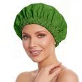 Reusable Shower Cap for Women, Large Waterproof Shower Bonnet with Elastic Band, Washable Bath Hair Cap for Long, Curly Hair, Braids, Daily Shower, Home Spa, Travel(Sage)