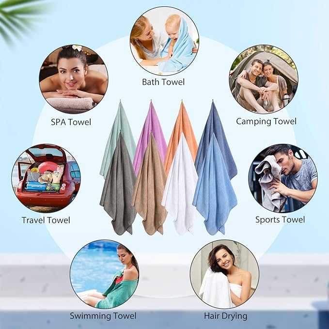 SmoothNovelty 16 Pack Microfiber Bath Towels Bulk 27'' x 60'' Oversized Size Bath Towel Highly Absorbent Extra Large Soft Drying for Beach Shower Summer Salon Sport Gym Party (Lattice,Pastel)