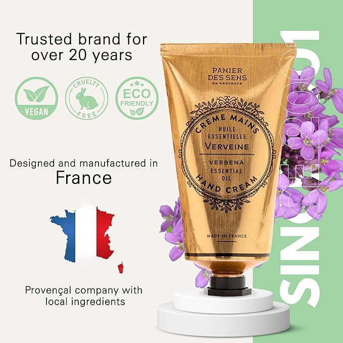 Panier des Sens – Lemon Verbena Hand Cream – Moisturizing Hand Lotion for Dry Skin – Premium French Hand Cream, Softening Care for Women, 97% Natural Ingredients, 2.5 Fl Oz