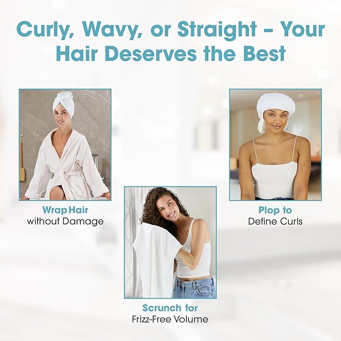 Hair RePear The Ultimate Hair Towel – Standard 21" x 44" Cotton Hair Towel for Wet Hair, Anti-Frizz Microfiber Alternative, Reduces Breakage, Gentle Fast Drying, No-Slip Fit