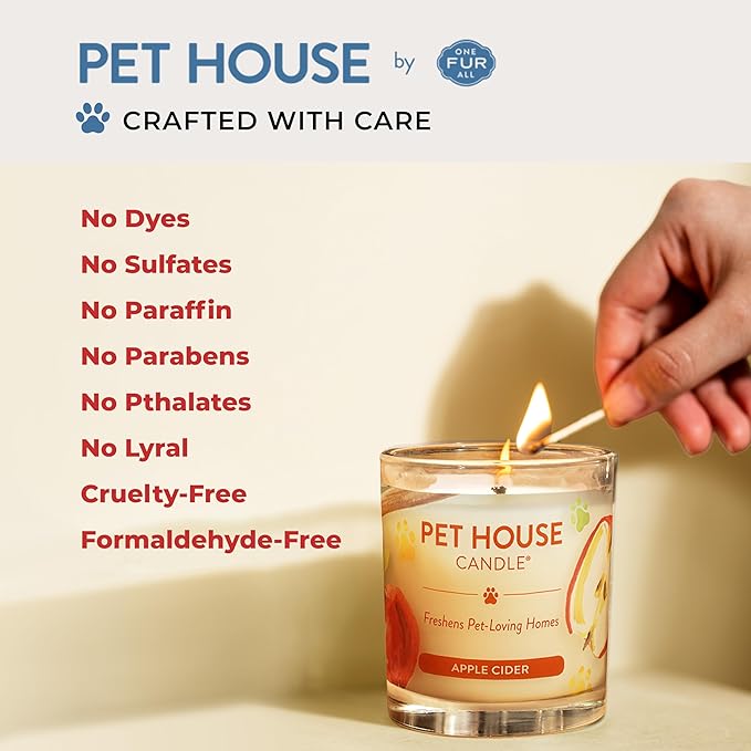 Pet House Scented Candle Plant Based Pet Odor Candle Clean Burning, Long Lasting for Home, Holidays Fur All