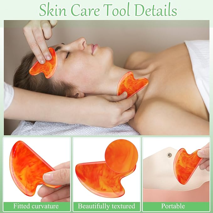 Sherr 24 Pcs Gua Sha Facial Tool Resin Gua Sha Massage Tool Heart Shaped Facial Stone Board for Face Body Skin Massage Spa Acupuncture Prevent Wrinkles (Bright Colors)