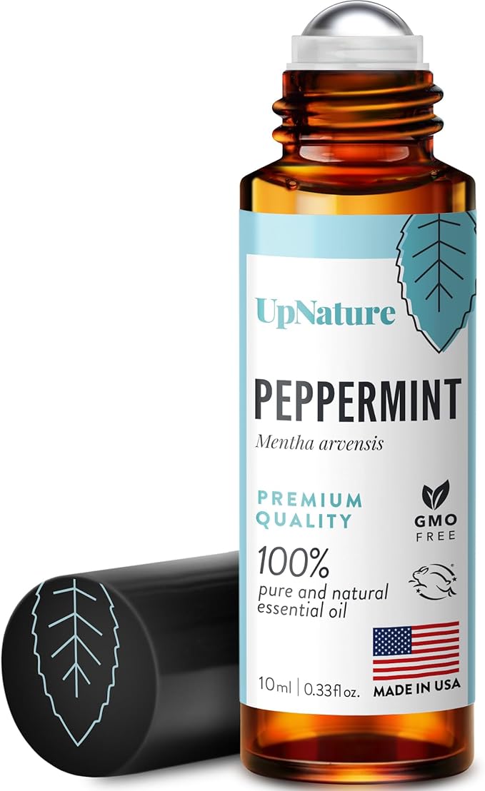 UpNature Peppermint Oil Roll On – 100% Natural Nausea & Morning Sickness Relief for Pregnant Women – Peppermint Essential Oil Pregnancy Must Haves Rollerball