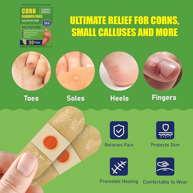 WABRINY Maximum Strength Corn Removers Pads for Feet and Toes, Fast Effective Foot Corn -YD