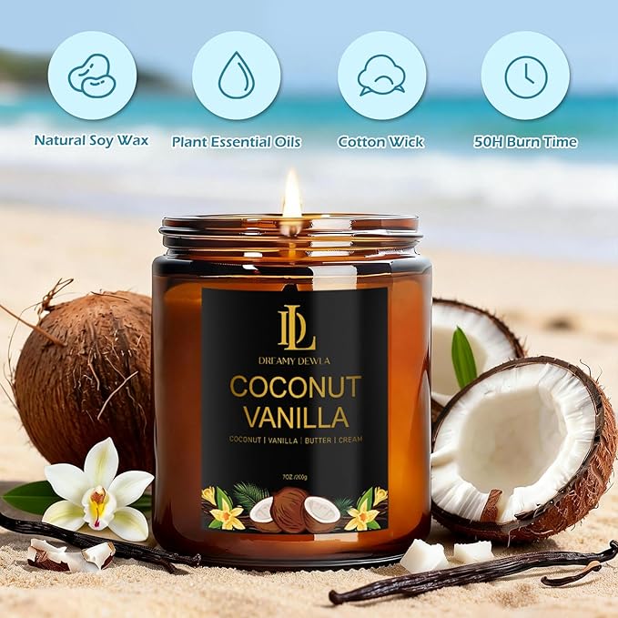 Scented Candles Set, 4 Pack Soy Candles for Home Scented, Candle Gifts for Men Women, Scents of Pineapple Cocktail/Coconut Vanilla/Pink Sands/Bahamian Breeze