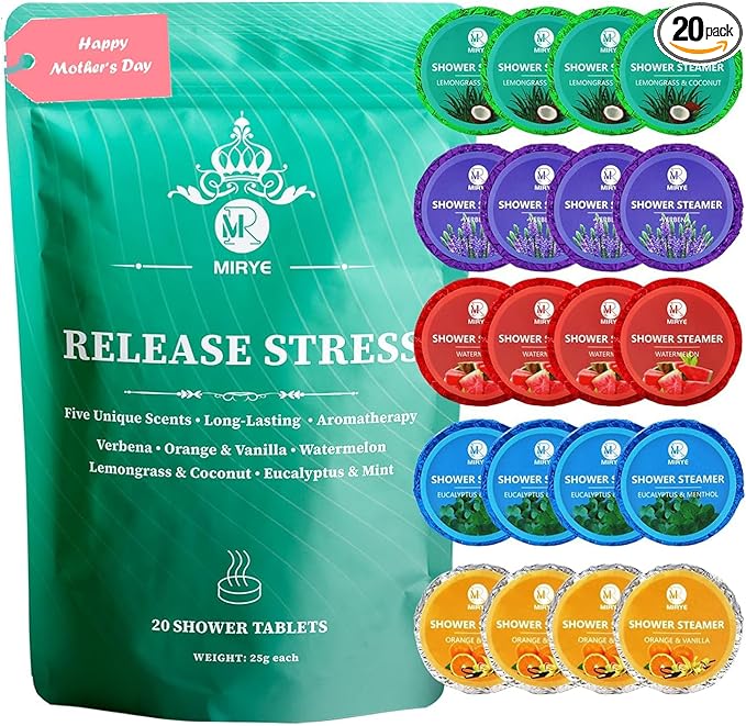 Shower Steamers Aromatherapy 20-Pack, Shower Bombs with Natural Essential Oils – Stress Relief Self Care, Birthday Gifts for Women & Men, Mother's Day Spa Gifts for Mom Wife Friends Teen Girls