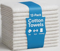 JMR White Bath Towels Bulk Pack of 12 (22x44) - 100% Cotton Lightweight & Quick-Dry Cotton Towels for Hotel, Rental Properties, Gym & Commercial Use