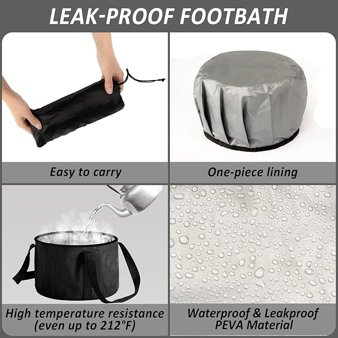 Foot Bath Basin 30L Collapsible Bucket, Portable Foot Soak Tub Feet Soaking Bucket for Outdoor Travel, Camping, Fishing（Black)