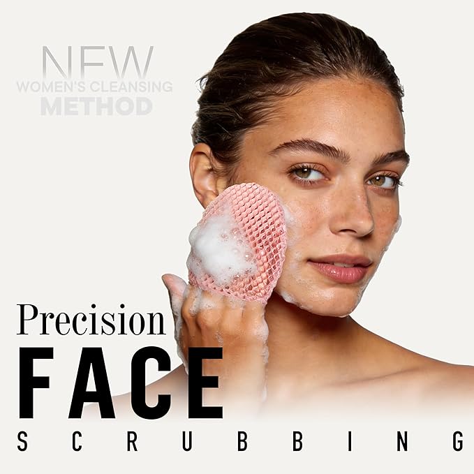 Facial Sponge - Deep Exfoliating Face Mitt, Honeycomb Face Exfoliator for Smoother, Younger Looking Skin, Dead and Dry Skin Remover for Men & Women, Pink
