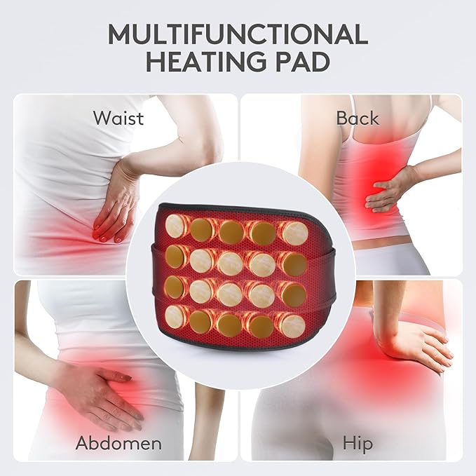 UTK Far Infrared Heating Pad for Back Pain Relief, Hot Enough, Gift for Women Men, Heating Pads for Lower Back, 16 Timers Auto-Off, 20 Natural Jade, 35-55" Adjustable Size