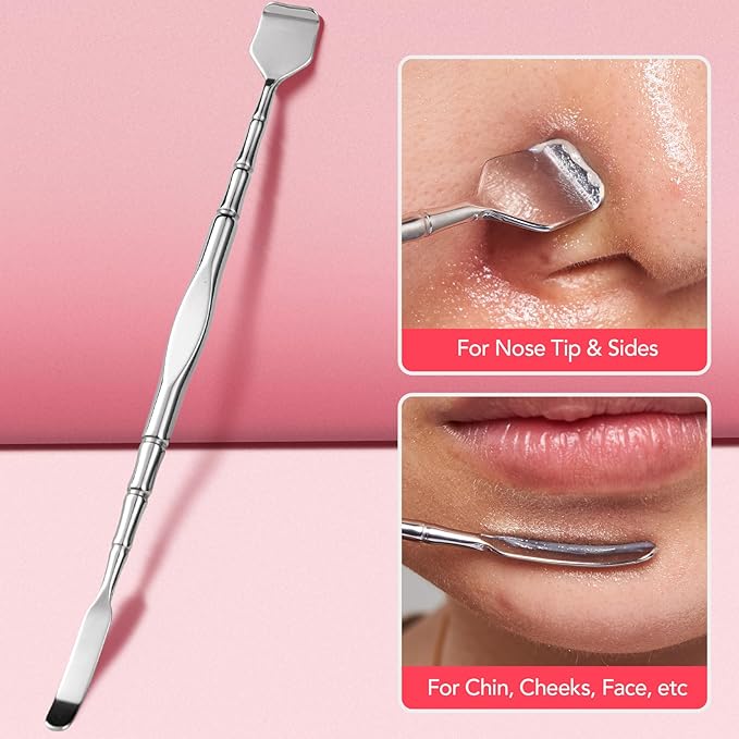 Litbear 6 Pcs Blackhead Remover Tools,Pimple Popper Tool Kit,Blackhead Pimple Comedones Extractor,Acne Tools Extractor kit, Scraper for Face Nose Deep Cleansing with Leather Case