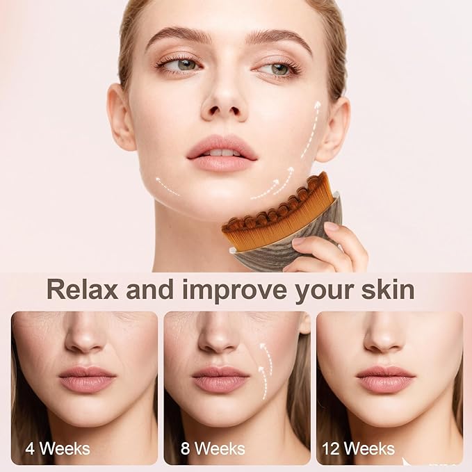 Lymphatic Contour Face Brush, Manual Lymphatic Drainage Massager, Natural Makeup Brushes with Durable Soft Bristles, Hypoallergenic Ergonomic Facial Cleansing Brush for Sculpting