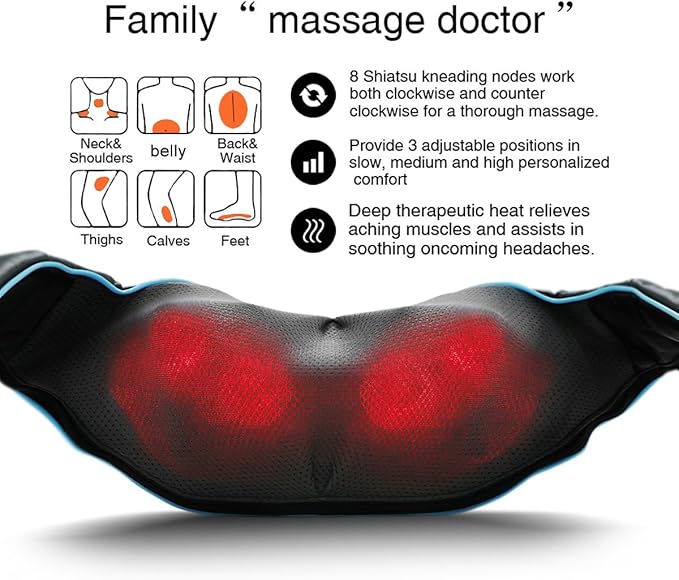 Mo Cuishle Mothers Day Gifts, Shiatsu Back Shoulder and Neck Massager with Heat, Electric Deep Tissue 4D Kneading Massage, Best Gifts for Women Men Mom Dad Wife Husband her him, Fathers Day, Christmas