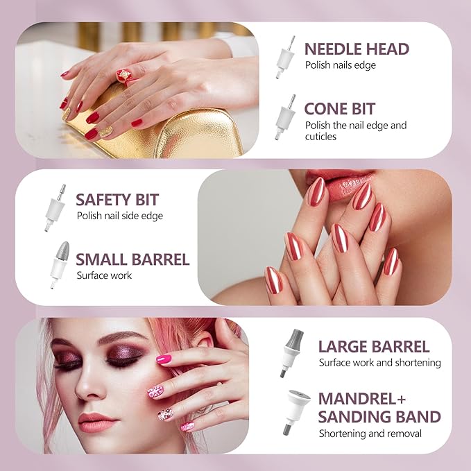 Droyek Electric Nail Drill Machine Nail Drill Electric File Nail File Kit for Beginners Acrylic Gel Nails Manicure Pedicure Polishing Shape Tool with 8 Bits Gel Nails and Home Salon Use