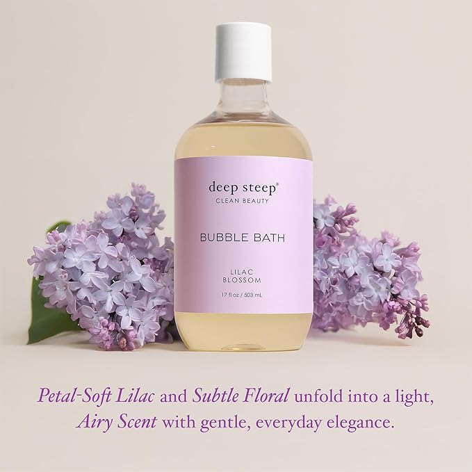 Deep Steep Bubble Bath, Lilac Blossom 17 oz (Pack of 2) – Hypoallergenic, Clinically Tested Soothing Soak with Shea Butter & Argan Oil – Sulfate-Free