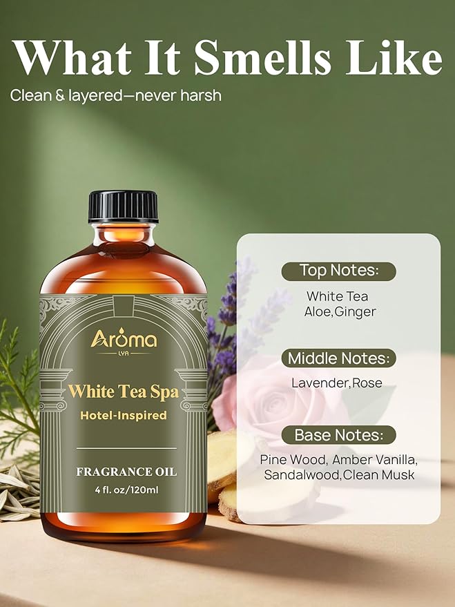 White Tea Spa — A Hotel-Inspired Diffuser Oil, Hotel Diffuser Oil for Diffuser for Home Fragrance Oil for Ultrasonic and Waterless Diffusers and Crafting